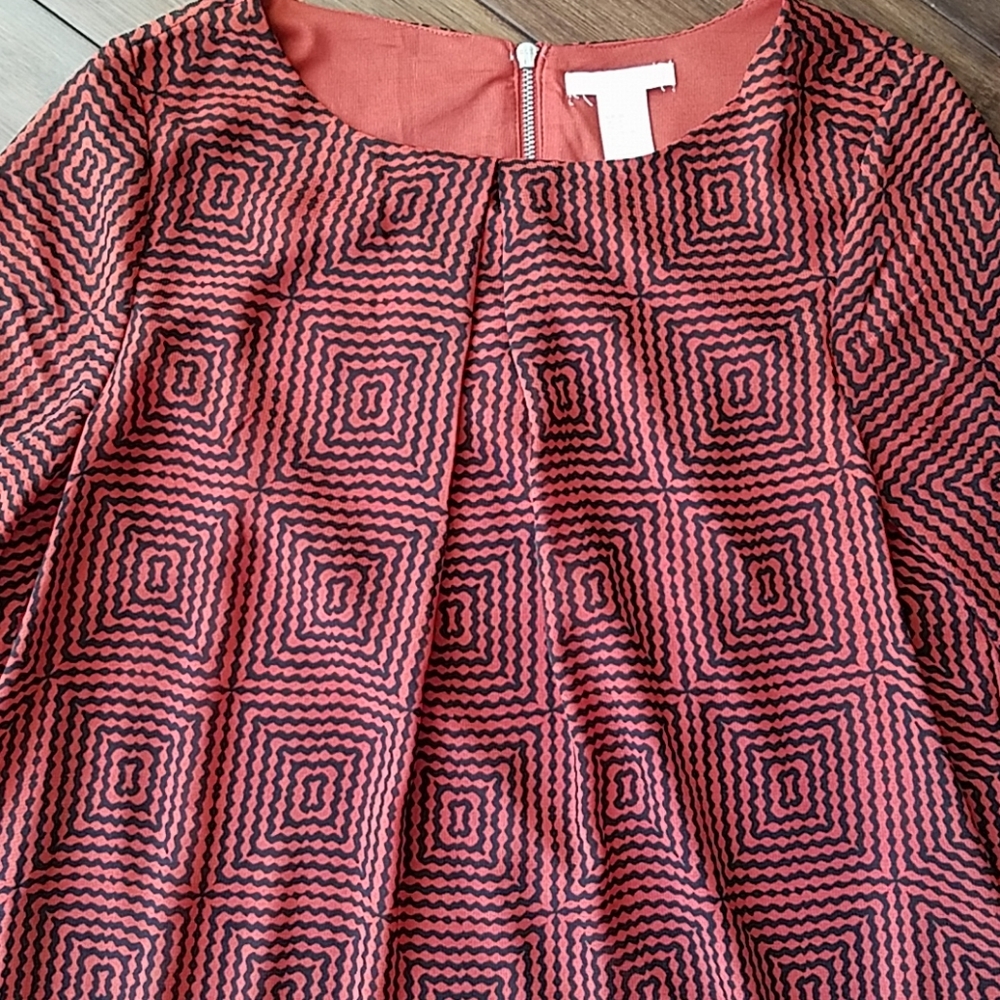 ❤️ 2 for $15 ❤️ H&M Dress/ Tunic Rust & Black Pattered- size 8 🎉HP🎉